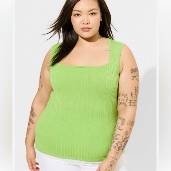 Vibrant Green Ribbed Tank Top - Picture 1 of 4